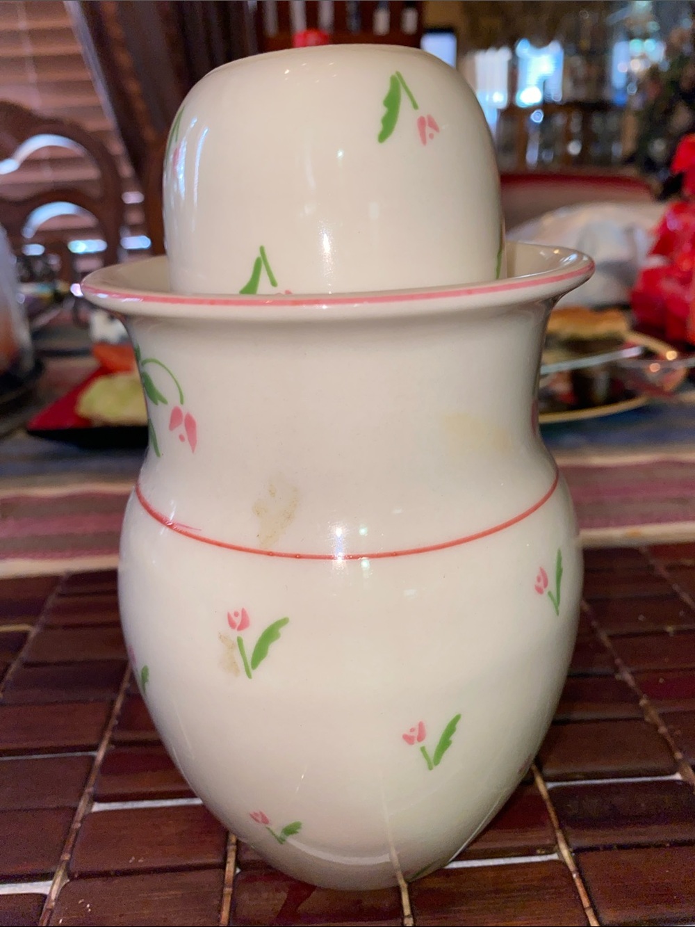 Vintage 1985 Teleflora 2 Piece Tumble Up Bedside Carafe With Cup Made in Japan